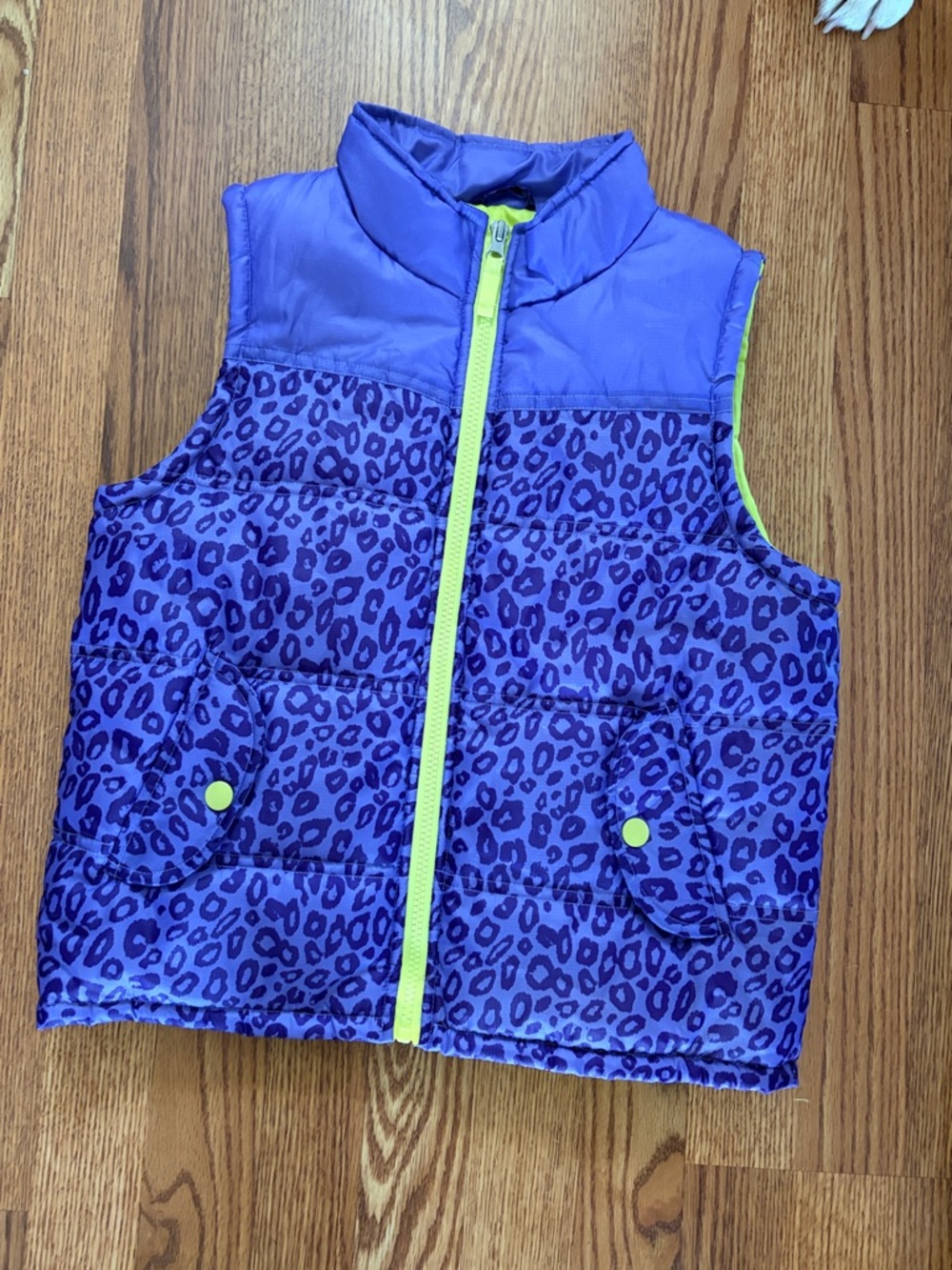 Pink Platinum Purple Leopard Print Vest with Neon Yellow Accents Girls
